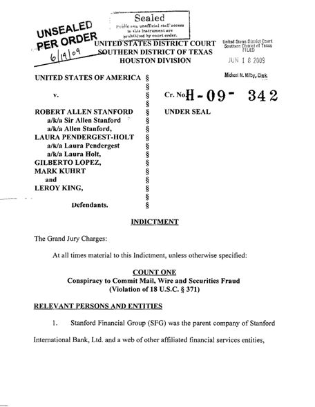 Robert Allen Stanford Indictment Public Intelligence