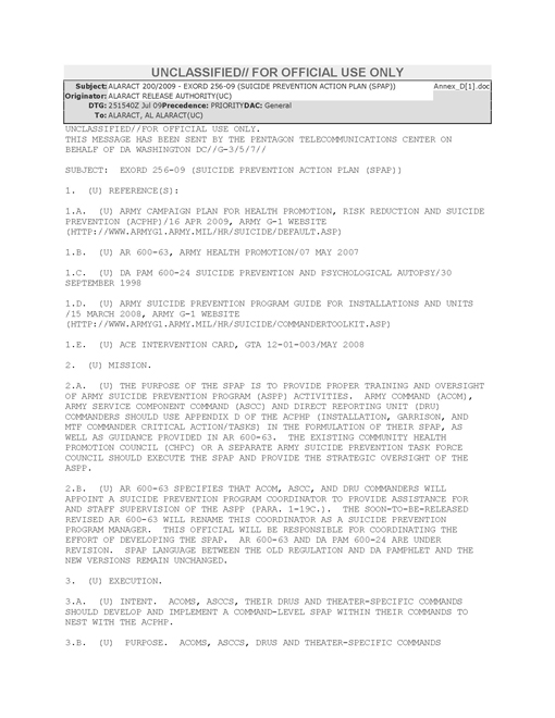 HQDA-EXORD-256-09 HQDA-EXORD-256-09